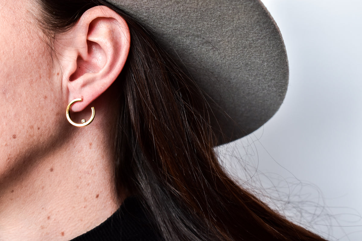 Yellow Gold Square Tube Diamond Hoop Earrings – Belliston Jewelry