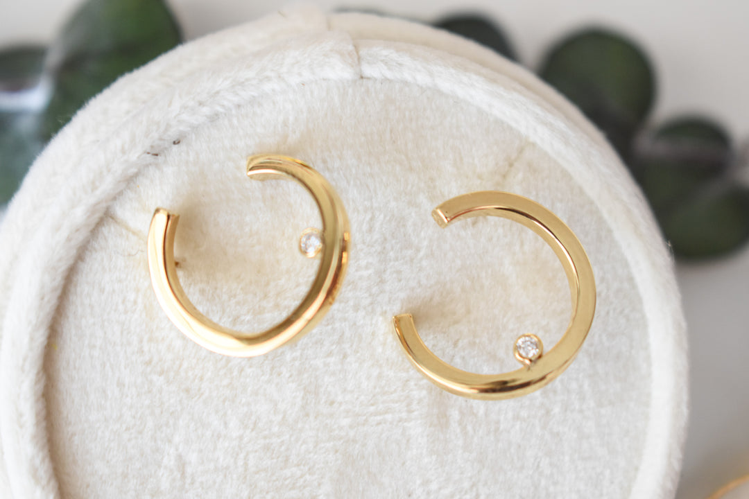 Yellow Gold Square Tube Diamond Hoop Earrings – Belliston Jewelry